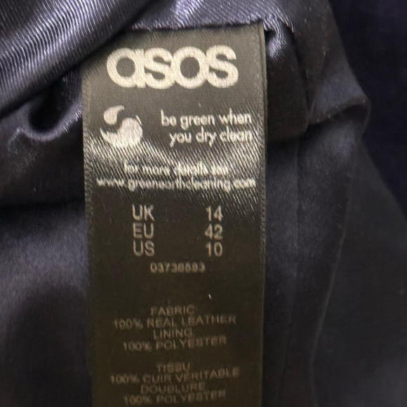 ASOS Navy Suede Mini Dress with Contrast Stitching Size 10 - Picture 8 of 8